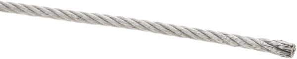 Value Collection - 3/16" Diam, Galvanized Steel Wire Rope - 4,200 Lb Breaking Strength, 7 x 19 Strand Core - Eagle Tool & Supply