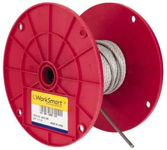 Value Collection - 3/16" Diam, Galvanized Steel Wire Rope - 4,200 Lb Breaking Strength, 7 x 19 Strand Core - Eagle Tool & Supply