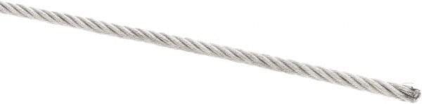 Value Collection - 1/8" Diam, Galvanized Steel Wire Rope - 2,000 Lb Breaking Strength, 7 x 19 Strand Core - Eagle Tool & Supply