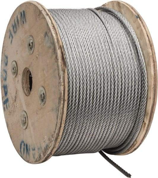 Value Collection - 1/4" Diam, Galvanized Steel Wire Rope - 7,000 Lb Breaking Strength, 7 x 19 Strand Core - Eagle Tool & Supply