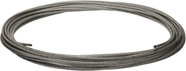 Value Collection - 1/4" Diam, Galvanized Steel Wire Rope - 7,000 Lb Breaking Strength, 7 x 19 Strand Core - Eagle Tool & Supply