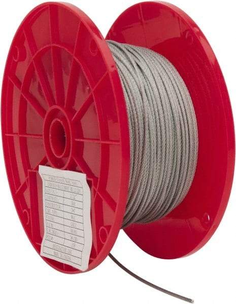 Value Collection - 3/32" Diam, Aircraft Cable - 920 Lb Breaking Strength, 7 x 7 Strand Core - Eagle Tool & Supply