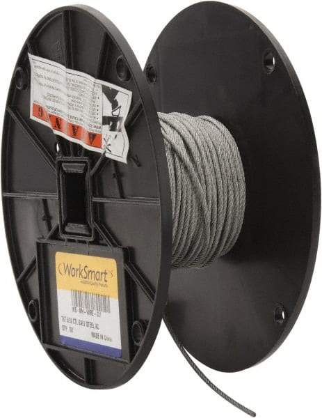 Value Collection - 3/32" Diam, Aircraft Cable - 920 Lb Breaking Strength, 7 x 7 Strand Core - Eagle Tool & Supply