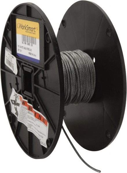 Value Collection - 3/32" Diam, Aircraft Cable - 920 Lb Breaking Strength, 7 x 7 Strand Core - Eagle Tool & Supply