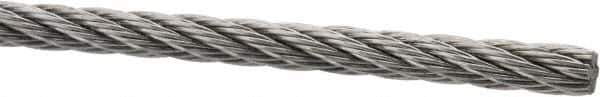 Value Collection - 3/16" Diam, Aircraft Cable - 3,700 Lb Breaking Strength, 7 x 7 Strand Core - Eagle Tool & Supply