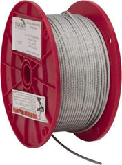 Value Collection - 1/8" Diam, Aircraft Cable - 1,700 Lb Breaking Strength, 7 x 7 Strand Core - Eagle Tool & Supply