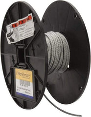 Value Collection - 1/8" Diam, Aircraft Cable - 1,700 Lb Breaking Strength, 7 x 7 Strand Core - Eagle Tool & Supply