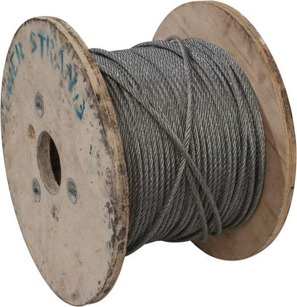 Value Collection - 1/4" Diam, Aircraft Cable - 6,100 Lb Breaking Strength, 7 x 7 Strand Core - Eagle Tool & Supply