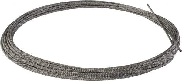 Value Collection - 1/4" Diam, Aircraft Cable - 6,100 Lb Breaking Strength, 7 x 7 Strand Core - Eagle Tool & Supply