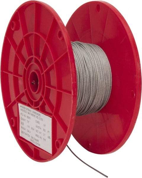 Value Collection - 1/16" Diam, Aircraft Cable - 480 Lb Breaking Strength, 7 x 7 Strand Core - Eagle Tool & Supply