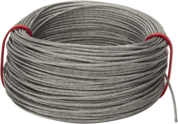 Value Collection - 1/16" Diam, Aircraft Cable - 480 Lb Breaking Strength, 7 x 7 Strand Core - Eagle Tool & Supply