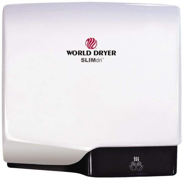 World Dryer - 950 Watt White Finish Electric Hand Dryer - 115/208/230 Volts, 8.3/3.7/4.1 Amps, 11-1/2" Wide x 10-11/16" High x 4" Deep - Eagle Tool & Supply