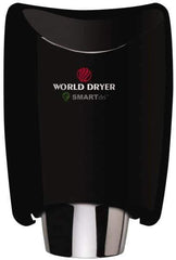 World Dryer - 1250 Watt Black Finish Electric Hand Dryer - 208/230 Volts, 1.8-5.2 Amps, 9-21/64" Wide x 12-1/2" High x 7-5/8" Deep - Eagle Tool & Supply