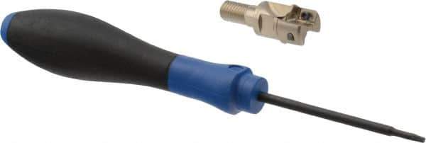 Seco - 5/8" Cut Diam, 0.157" Max Depth of Cut, 0.906" OAL, Indexable Square Shoulder End Mill - XOEX, XOMX Inserts, M8 Modular Connection, 90° Lead Angle, Through Coolant, Series Turbo 10 - Eagle Tool & Supply