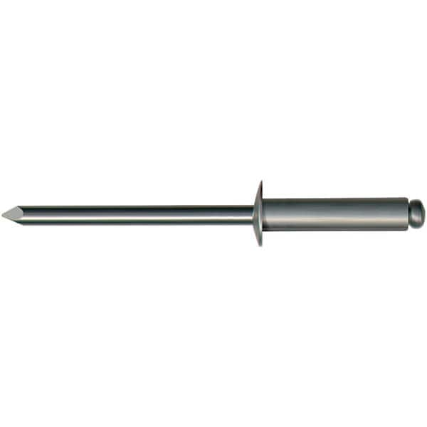 Blind Rivets; Rivet Type: Open End; Head Type: Button; Head Diameter: 0.375 in; Size Code: 66; Minimum Grip: 0.251 in; Rivet Material: Steel; Mandrel Material: Steel; Maximum Grip: 0.375 in; Minimum Grip (Decimal Inch): 0.2510; Minimum Hole Diameter: 0.19