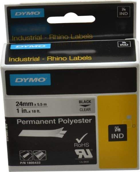 Dymo - 1" Wide x 216" Long, Clear Polyester Label Printer Cartridge - For RHINO 6000, 6500 - Eagle Tool & Supply