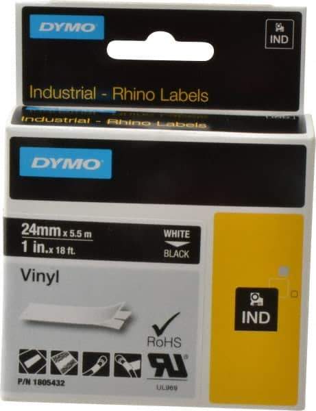 Dymo - 1" Wide x 216" Long, Black Vinyl Label Printer Cartridge - For RHINO 6000, 6500 - Eagle Tool & Supply