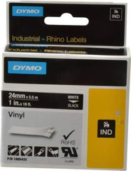 Dymo - 1" Wide x 216" Long, Black Vinyl Label Printer Cartridge - For RHINO 6000, 6500 - Eagle Tool & Supply