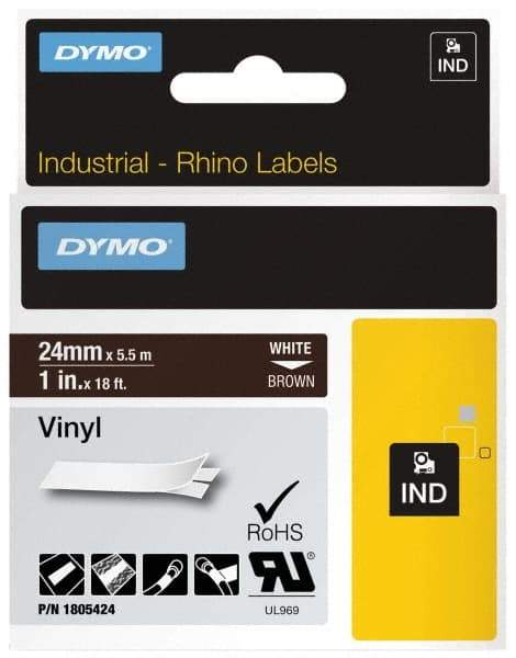 Dymo - 1" Wide x 216" Long, Brown Vinyl Label Printer Cartridge - For RHINO 6000, 6500 - Eagle Tool & Supply