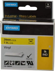 Dymo - 1" Wide x 216" Long, Yellow Vinyl Label Printer Cartridge - For RHINO 6000, 6500 - Eagle Tool & Supply