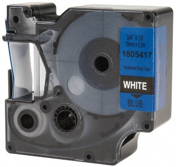 Dymo - 3/4" Wide x 216" Long, Blue Vinyl Label Printer Cartridge - For RHINO 4200, 5200, 6000, 6500 - Eagle Tool & Supply