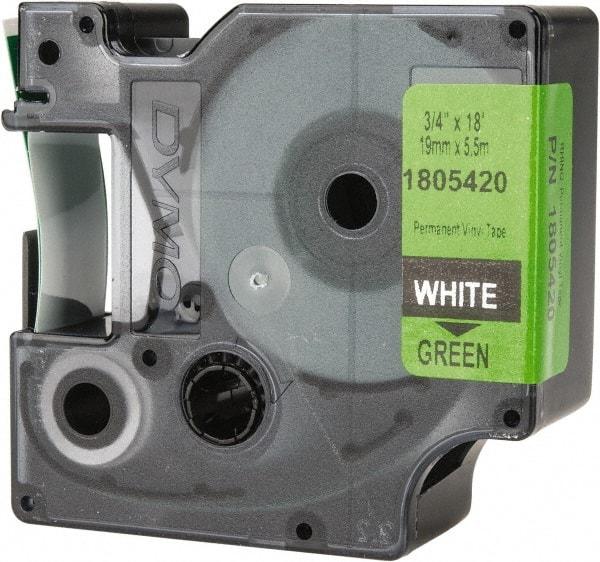 Dymo - 3/4" Wide x 216" Long, Green Vinyl Label Printer Cartridge - For RHINO 4200, 5200, 6000, 6500 - Eagle Tool & Supply