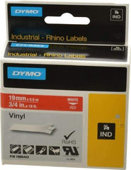 Dymo - 3/4" Wide x 216" Long, Red Vinyl Label Printer Cartridge - For RHINO 4200, 5200, 6000, 6500 - Eagle Tool & Supply