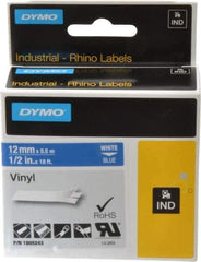 Dymo - 5" Wide x 216" Long, Blue Vinyl Label Printer Cartridge - For RHINO 1000, 3000, 4200, 5000, 5200,6000, 6500 - Eagle Tool & Supply