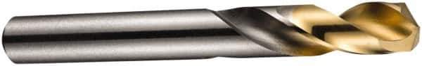 DORMER - 12mm 135° Spiral Flute High Speed Steel Screw Machine Drill Bit - Bright Finish, Right Hand Cut, 51mm Flute Length, 102mm OAL, Split Point, Straight Shank - Eagle Tool & Supply