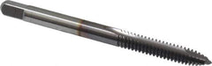 Cleveland - #10-24, 2 Flute, TiCN Finish, High Speed Steel Spiral Point Tap - Plug Chamfer, Right Hand Thread, 1/2" Thread Length, 2B Class of Fit, Series 1011TICN - Exact Industrial Supply