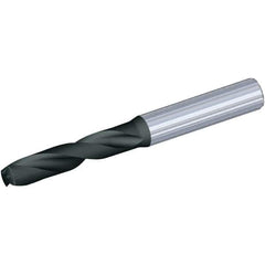 Kennametal - 5/32" Spiral Flute Solid Carbide Screw Machine Drill Bit - Multilayer TiAlN Finish, Right Hand Cut, 24mm Flute Length, 66mm OAL, Standard Point, Straight Shank, Through Coolant - Eagle Tool & Supply