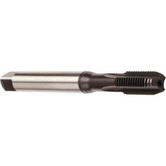 Emuge - M8x1.25 Metric Coarse 6HX 3 Flute Nitride Finish Cobalt Straight Flute Machine Tap - Modified Bottoming, Right Hand Thread, 90mm OAL, 20mm Thread Length, Oversize, Through Coolant - Exact Industrial Supply