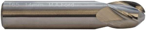 M.A. Ford - 10mm, 14mm LOC, 10mm Shank Diam, 51mm OAL, 4 Flute, Solid Carbide Square End Mill - Single End, TiCN Finish, 30° Helix, Centercutting, Right Hand Cut, Right Hand Flute, Series 165 - Eagle Tool & Supply