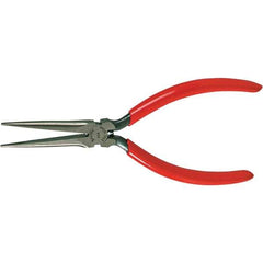 Xcelite - 1-11/16" OAL, 1-23/32" Jaw Length x 15/32" Jaw Width, Long Needle Nose Pliers - Serrated Jaw, Heavy Duty Plastic Dipped Handle - Eagle Tool & Supply