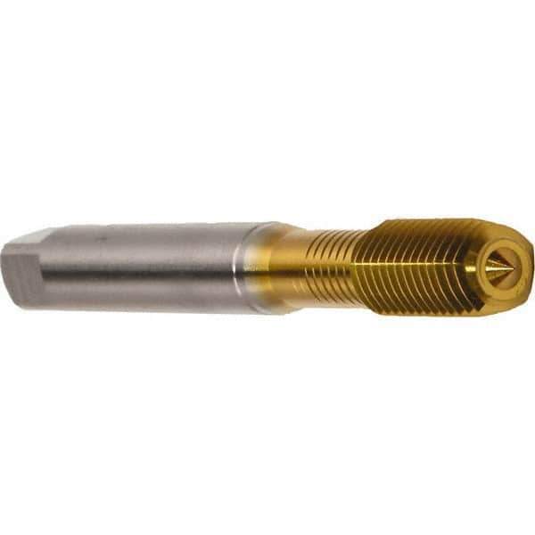 Emuge - M10x1.00 Metric Fine 6HX Modified Bottoming Thread Forming Tap - Cobalt, TiN Finish, 90mm OAL, 18mm Thread Length, Right Hand Thread, Series Druck - Eagle Tool & Supply