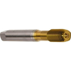 Emuge - M10x1.00 Metric Fine 6HX Modified Bottoming Thread Forming Tap - Cobalt, TiN Finish, 90mm OAL, 18mm Thread Length, Right Hand Thread, Series Druck - Eagle Tool & Supply