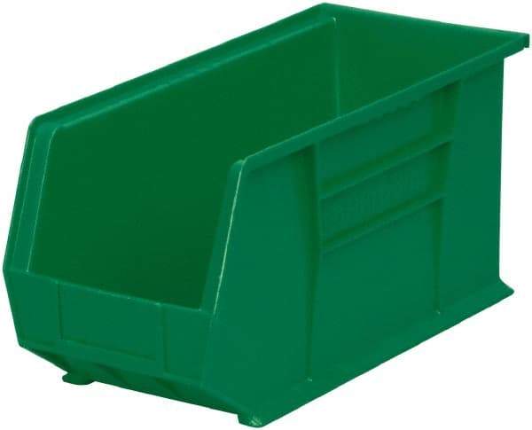 Akro-Mils - 60 Lb. Load Capacity, 18" Deep, Green Polymer Hopper Stacking Bin - 9" High x 8-1/4" Wide x 18" Long - Eagle Tool & Supply