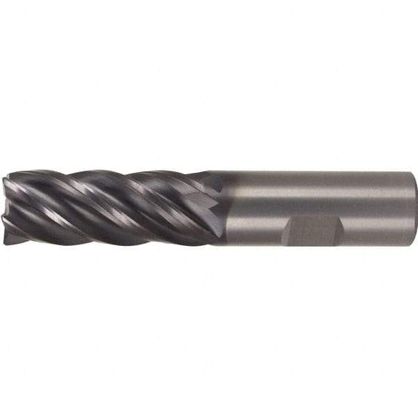Kennametal - 3/4", 5 Flute, Single End, Solid Carbide, 0.12" Corner Radius End Mill - 4" OAL, 30° Helix, Right Hand Flute, 1-1/2" LOC, Right Hand Cut - Eagle Tool & Supply