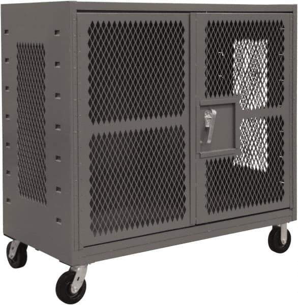 Durham - 2,000 Lb Capacity, 4-Sided Steel Mesh Stock Truck - 36" Long x 72" Wide x 57-3/16" High, Phenolic Wheels - Eagle Tool & Supply