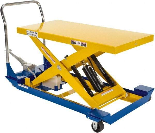 Vestil - 1,500 Lb Capacity Manual Scissor Lift - 9" to 42-1/2" Lift Height, 48" Platform Length x 24" Platform Width - Eagle Tool & Supply