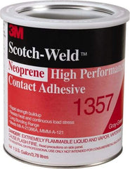 3M - 1 Gal Can Light Yellow Contact Adhesive - Series 1357, 30 min Working Time, Bonds to Polystyrene Foam Panels, Rubber, Vinyl Floor, Wall Lining & Flooring - Eagle Tool & Supply