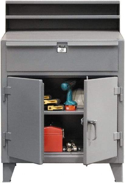 Strong Hold - 1 Drawer Shop Desk - 36 Inch Wide x 28 Inch Deep x 54 Inch High, Dark Gray - Eagle Tool & Supply