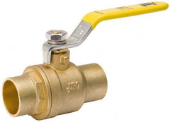 Value Collection - 1/2" Pipe, Full Port, Brass Packing Gland Ball Valve - Inline - Two Way Flow, C x C Ends, Lever Handle, 600 WOG, 150 WSP - Eagle Tool & Supply
