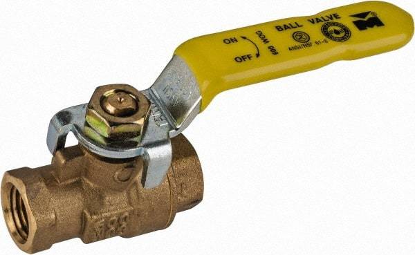 Value Collection - 3/4" Pipe, Full Port, Brass Packing Gland Ball Valve - Inline - Two Way Flow, IPS Ends, Lever Handle, 600 WOG, 150 WSP - Eagle Tool & Supply