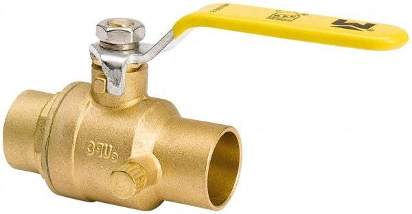 Value Collection - 3/4" Pipe, Full Port, Brass Side Drain Ball Valve - Inline - Two Way Flow, C x C Ends, Lever Handle, 500 WOG, 150 WSP - Eagle Tool & Supply