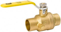 Value Collection - 1/2" Pipe, Full Port, Brass Side Drain Ball Valve - Inline - Two Way Flow, C x C Ends, Lever Handle, 500 WOG, 150 WSP - Eagle Tool & Supply