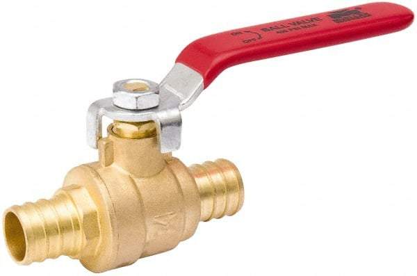 Value Collection - 3/4" Pipe, Full Port, Brass Standard Ball Valve - Inline - Two Way Flow, Pex Ends, Lever Handle, 600 WOG, 150 WSP - Eagle Tool & Supply