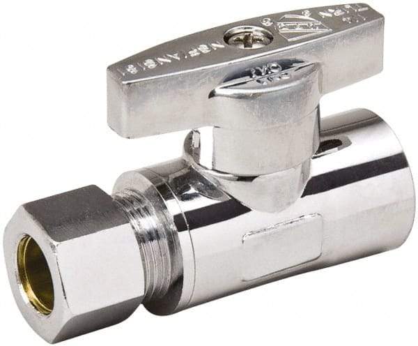 Value Collection - Sweat 1/2 Inlet, 125 Max psi, Chrome Finish, Brass Water Supply Stop Valve - 3/8 Compression Outlet, Straight, Chrome Handle, For Use with Any Water Supply Shut Off Application - Eagle Tool & Supply