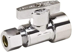 Value Collection - FIP 1/2 Inlet, 125 Max psi, Chrome Finish, Brass Water Supply Stop Valve - 3/8 Compression Outlet, Straight, Chrome Handle, For Use with Any Water Supply Shut Off Application - Eagle Tool & Supply