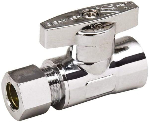 Value Collection - FIP 3/8 Inlet, 125 Max psi, Chrome Finish, Brass Water Supply Stop Valve - 3/8 Compression Outlet, Straight, Chrome Handle, For Use with Any Water Supply Shut Off Application - Eagle Tool & Supply